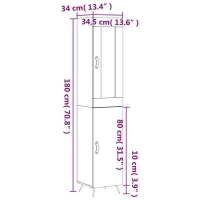 vidaXL Ντουλάπι Γκρι Σκυροδέματος 34,5x34x180 εκ. Επεξεργασμένο Ξύλο