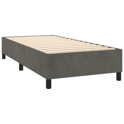 vidaXL Κρεβάτι Boxspring με Στρώμα Σκούρο Γκρι 90x190 εκ. Βελούδινο