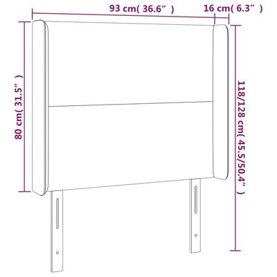 vidaXL Κεφαλάρι Κρεβατιού LED Σκούρο Καφέ 93x16x118/128 εκ.Υφασμάτινο