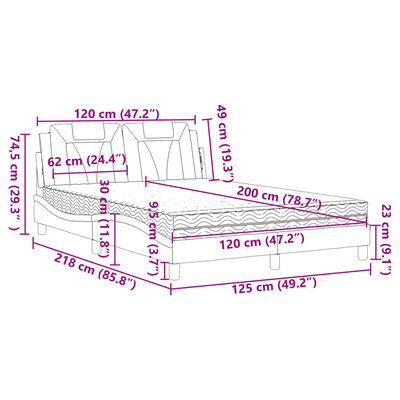 vidaXL Κρεβάτι με Στρώμα Γκρι 120x200 εκ. από Συνθετικό Δέρμα