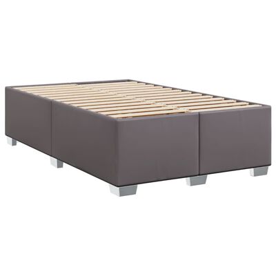 vidaXL Κρεβάτι Boxspring με Στρώμα Γκρι 120x190εκ. από Συνθετικό Δέρμα