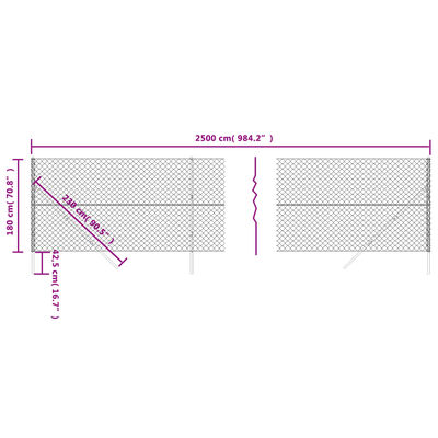 vidaXL Συρματόπλεγμα Περίφραξης Ανθρακί 1,8 x 25 μ.