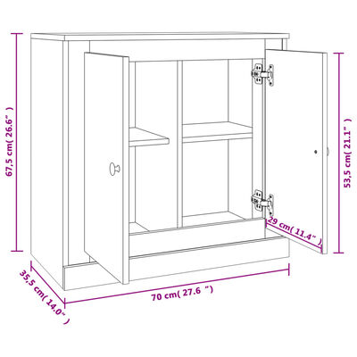 vidaXL Μπουφές Γκρι Σκυροδέματος 70x35,5x67,5 εκ. Επεξεργασμένο Ξύλο