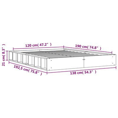 vidaXL Σκελετός Κρεβ. Χωρίς Στρώμα Καφέ Κεριού 120x190 εκ Μασίφ Πεύκο