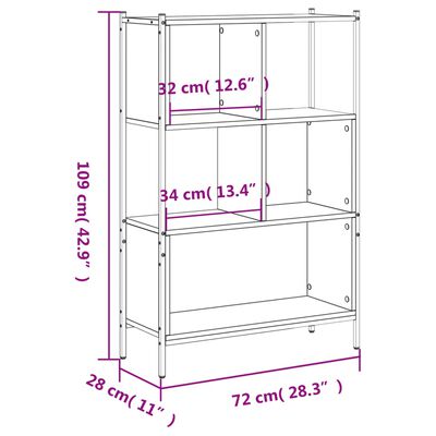 vidaXL Βιβλιοθήκη Καπνιστή Δρυς 72x28x109 εκ. από Επεξεργασμένο Ξύλο