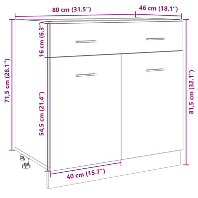 vidaXL Ντουλάπι με Συρτάρι Sonoma Δρυς 80x46x81,5 εκ. Μοριοσανίδα