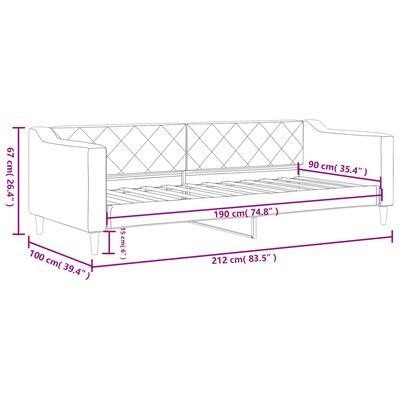 vidaXL Καναπές Κρεβάτι Μαύρος 90 x 190 εκ. Υφασμάτινος