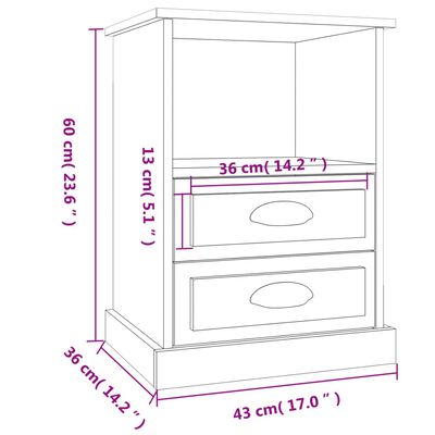 vidaXL Κομοδίνα 2 τεμ. Γυαλιστερό Λευκό 43x36x60 εκ.