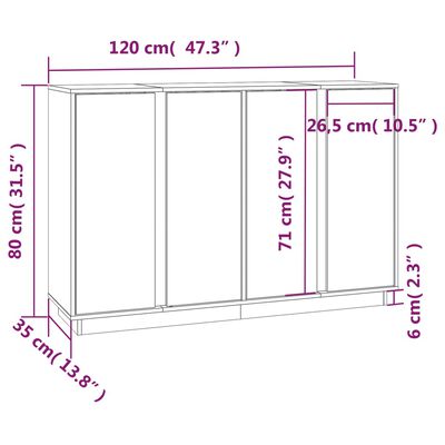 vidaXL Ντουλάπι Καφέ Μελί 120x35x80 εκ. από Μασίφ Ξύλο Πεύκου