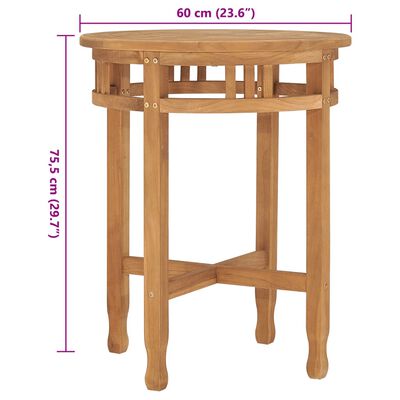 vidaXL Τραπέζι Bistro Ø 60 x 75,5 εκ. από Μασίφ Ξύλο Teak