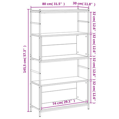 vidaXL Βιβλιοθήκη Γκρι Sonoma 80x30x145,5 εκ. από Επεξεργασμένο Ξύλο