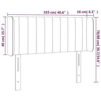 vidaXL Κεφαλάρι με Πτερύγια Μαύρο 103x16x78/88 εκ. Βελούδινο