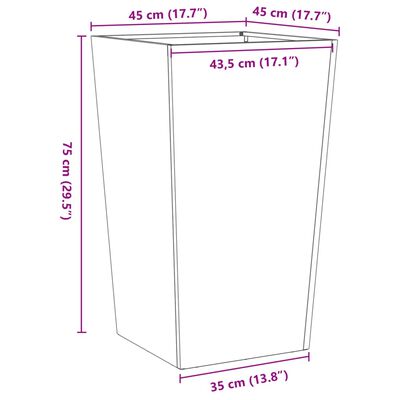 vidaXL Ζαρντινιέρες Κήπου 2 τεμ. 45x45x75 εκ. από Γαλβανισμένο Χάλυβα