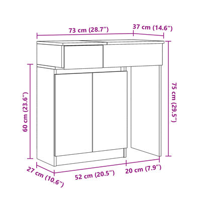 vidaXL Μπουντουάρ με LED Γκρι Σκυροδέματος 115x37x110,5 εκ.