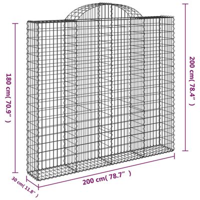 vidaXL Συρματοκιβώτια Τοξωτά 9 τεμ. 200x30x180/200 εκ. Γαλβαν. Ατσάλι