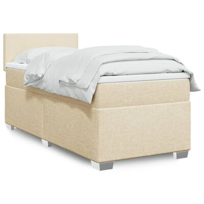 vidaXL Κρεβάτι Boxspring με Στρώμα Κρεμ 100 x 200 εκ. Υφασμάτινο