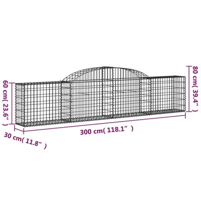 vidaXL Συρματοκιβώτια Τοξωτά 9 τεμ. 300x30x60/80 εκ. Γαλβαν. Ατσάλι