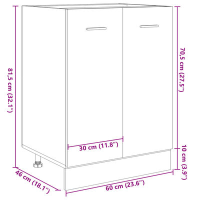 vidaXL Ντουλάπι Δαπέδου Sonoma Δρυς 60 x 46 x 81,5 εκ. Μοριοσανίδα