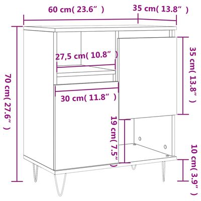 vidaXL Ντουλάπι Γκρι Σκυροδέματος 60x35x70 εκ. Επεξεργασμένο Ξύλο