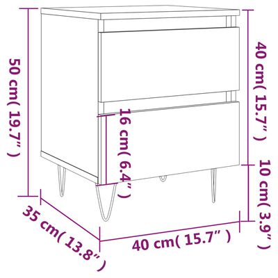 vidaXL Κομοδίνο Sonoma Δρυς 40x35x50 εκ. από Επεξεργασμένο Ξύλο