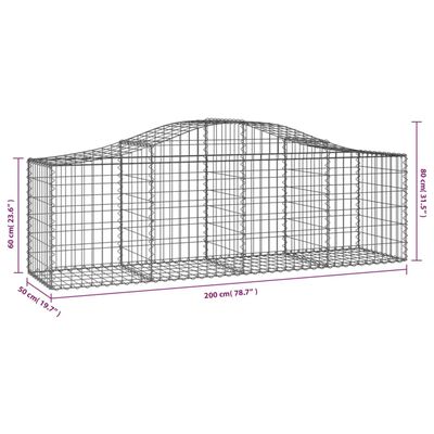 vidaXL Συρματοκιβώτια Τοξωτά 14 τεμ. 200x50x60/80 εκ. Γαλβαν. Ατσάλι