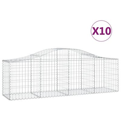 vidaXL Συρματοκιβώτια Τοξωτά 10 τεμ. 200x50x60/80 εκ. Γαλβαν. Ατσάλι