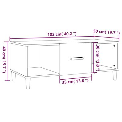 vidaXL Τραπεζάκι Σαλονιού Λευκό 102x50x40 εκ. από Επεξεργασμένο Ξύλο