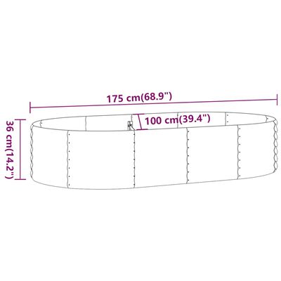 vidaXL Ζαρντινιέρα Πράσινο 175x100x36εκ. Ατσάλι με Ηλεκτρ.Βαφή Πούδρας