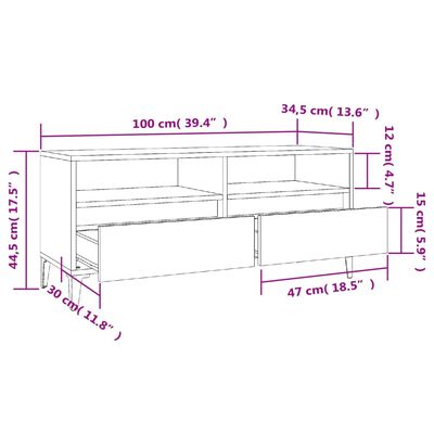 vidaXL Έπιπλο Τηλεόρασης Λευκό 100x34,5x44,5 εκ. Επεξεργασμένο Ξύλο