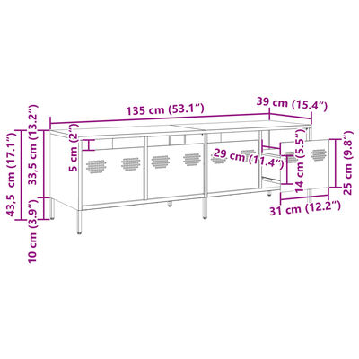 vidaXL Έπιπλο Τηλεόρασης Λαδί 135x39x43,5 εκ. Ατσάλι Ψυχρής Έλασης