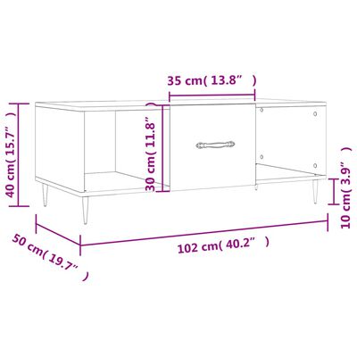 vidaXL Τραπεζάκι Σαλονιού Μαύρο 102x50x40 εκ. από Επεξεργασμένο Ξύλο