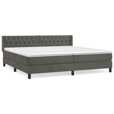 vidaXL Κρεβάτι Boxspring με Στρώμα Σκούρο Γκρι 200x200 εκ. Βελούδινο