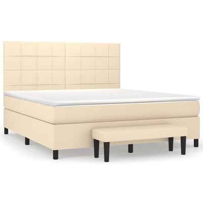 vidaXL Κρεβάτι Boxspring με Στρώμα Κρεμ 180x200 εκ. Υφασμάτινο