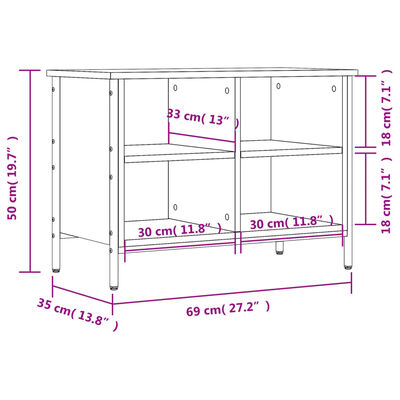 vidaXL Παπουτσοθήκη Καπνιστή Δρυς 69 x 35 x 50 εκ. από Επεξεργ. Ξύλο