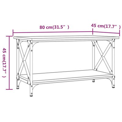 vidaXL Τραπεζάκι Σαλονιού Μαύρο 80x45x45εκ. Επεξεργασμένο Ξύλο+Σίδηρος