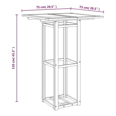 vidaXL Τραπέζι Bistro 75 x 75 x 110 εκ. από Μασίφ Ξύλο Ακακίας