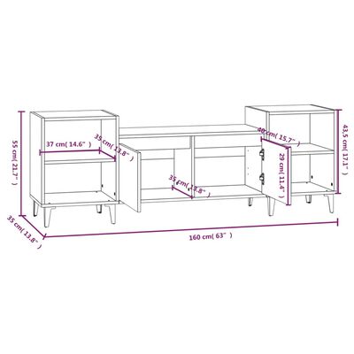 vidaXL Έπιπλο Τηλεόρασης Καφέ Δρυς 160x35x55 εκ. Επεξεργασμένο Ξύλο