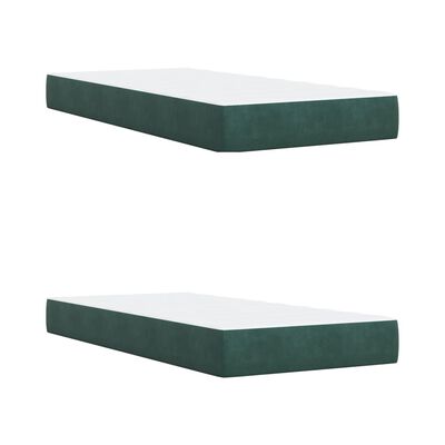 vidaXL Κρεβάτι Boxspring με Στρώμα Σκούρο Πράσινο 200x200εκ. Βελούδινο