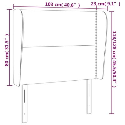 vidaXL Κεφαλάρι με Πτερύγια Σκούρο Γκρι 103x23x118/128 εκ. Υφασμάτινο