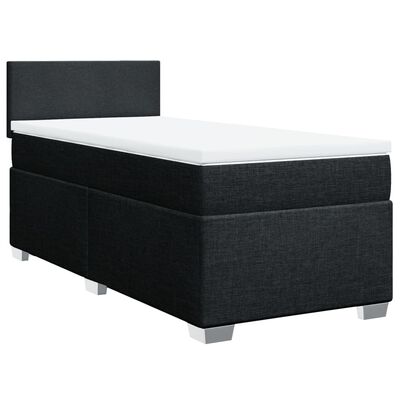 vidaXL Κρεβάτι Boxspring με Στρώμα Μαύρο 90x190 εκ.Υφασμάτινο