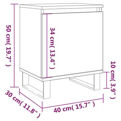 vidaXL Κομοδίνο Sonoma Γκρι 40 x 30 x 50 εκ. από Επεξεργασμένο Ξύλο