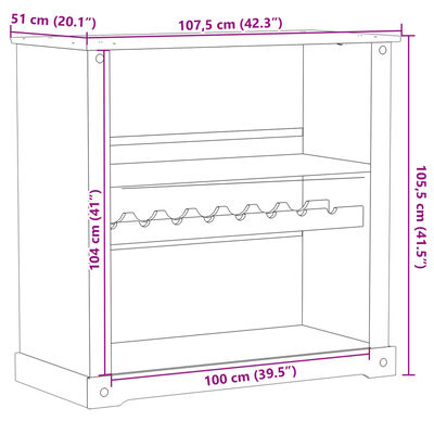 vidaXL Κάβα Κρασιών Corona 107,5x51x105,5 εκ. από Μασίφ Ξύλο Πεύκου