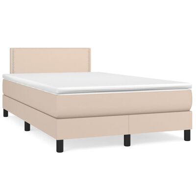 vidaXL Κρεβάτι Boxspring με Στρώμα Καπουτσίνο 120x190εκ.από Συνθ.Δέρμα