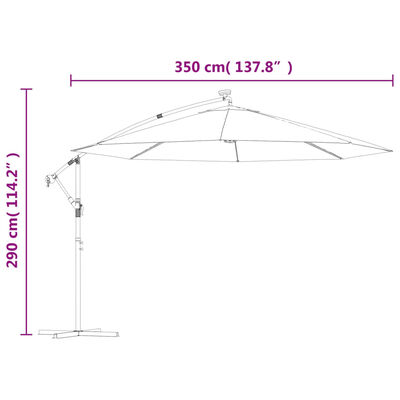 vidaXL Ομπρέλα Κρεμαστή με LED Φώτα Τερακότα 350 εκ.