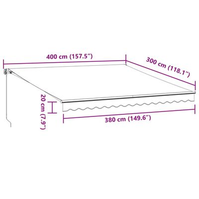 vidaXL Τέντα Πτυσσόμενη Χειροκίνητη Καφέ 400x300 εκ.