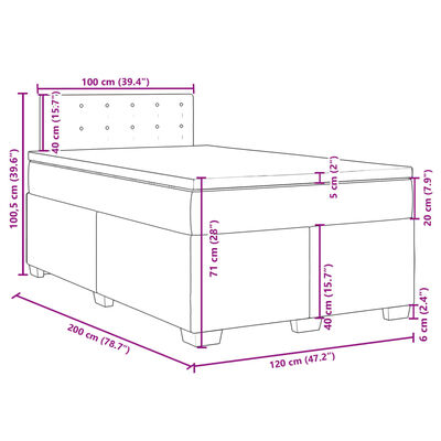 vidaXL Κρεβάτι Boxspring με Στρώμα Μαύρο 120 x 200 εκ. Συνθετικό Δέρμα