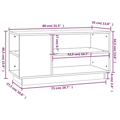 vidaXL Έπιπλο Τηλεόρασης Καφέ Μελί 80x35x40,5 εκ από Μασίφ Ξύλο Πεύκου