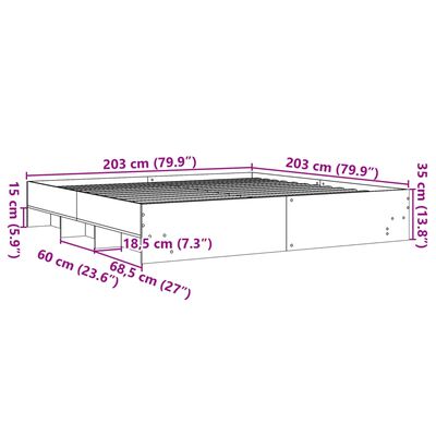 vidaXL Πλαίσιο Κρεβατιού Sonoma Δρυς 200x200 εκ. Επεξεργασμένο Ξύλο