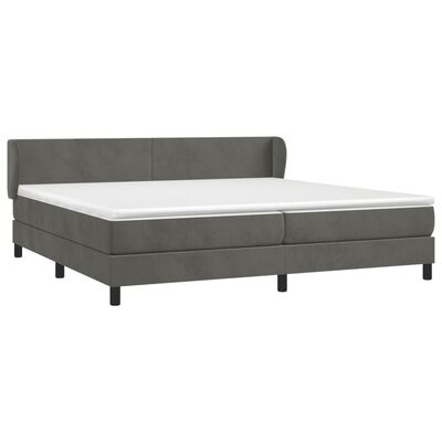 vidaXL Κρεβάτι Boxspring με Στρώμα Σκούρο Γκρι 200x200 εκ. Βελούδινο