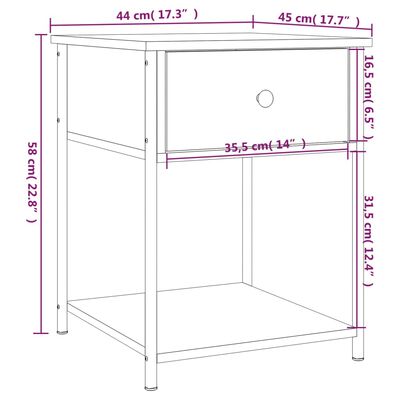 vidaXL Κομοδίνα 2 τεμ Καφέ Δρυς 44x45x58 εκ. από Επεξεργασμένο Ξύλο